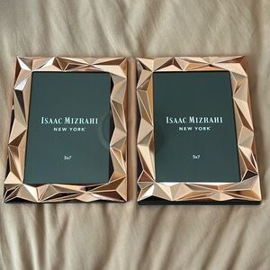 Two Isaac mizrahi New York 5x7 picture frames rose gold champagne metallic shine